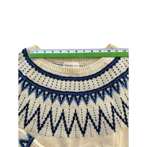 Ralph Lauren Nordic Sweater Pullover Knit Wool Blend Jumper Off White Blue - Picture 5 of 8